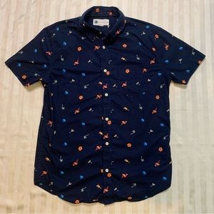 AEROPOSTALE Mens Medium Button Down Short Sleeve Shirt Flamingo size Med #90